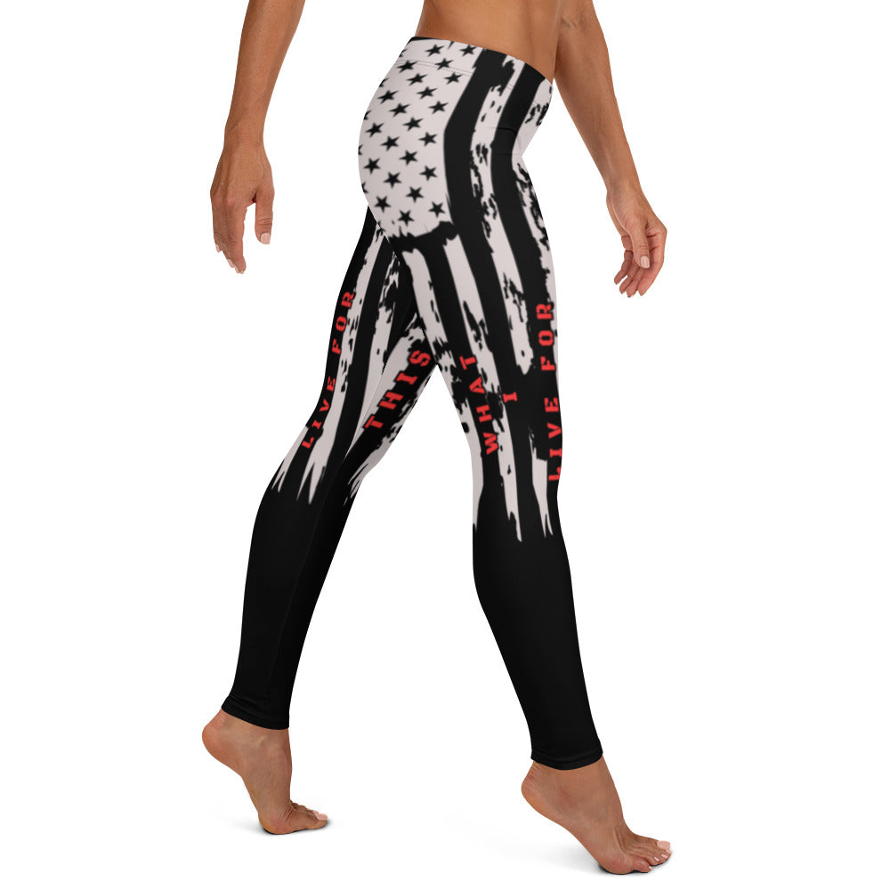 This is What I Live For Leggings (Flag) Blk
