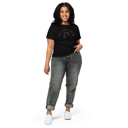 This is what I Live for Women’s high-waisted t-shirt (woman climber)